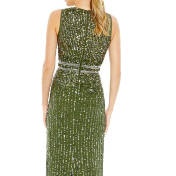 MAC DUGGAL 93603 SEQUINED HIGH NECK SLEEVELESS COLUMN GOWN sz 10 - Picture 4 of 5